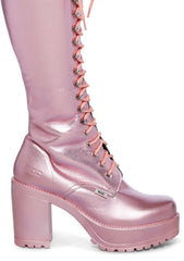 Lash Knee High Boots - Pink