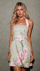 Zyla Mini Dress - Green/Pink Floral