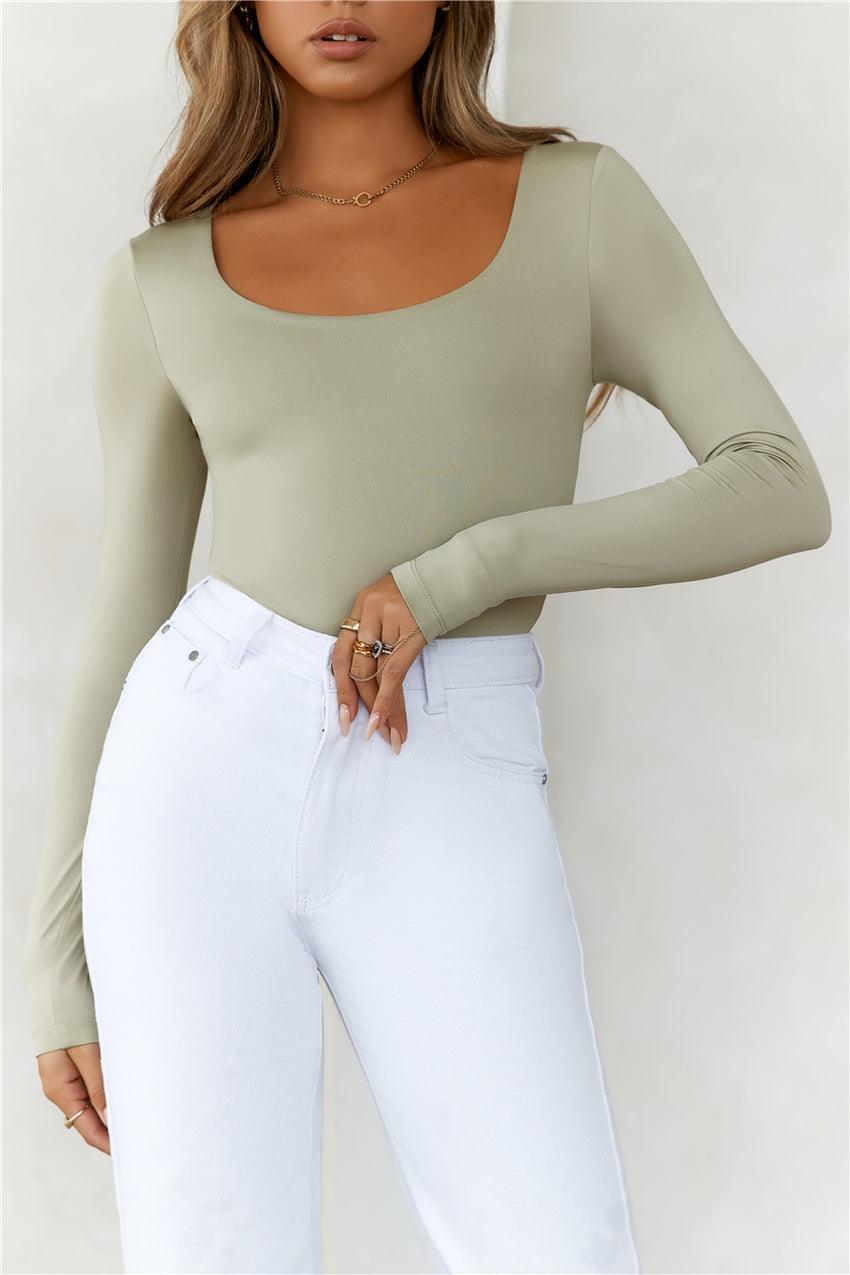 BASE  Second Skin Long Sleeve Bodysuit Sage