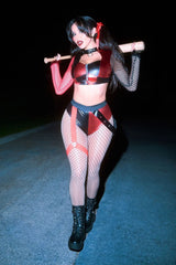 Sexy Toxic Villain 2 Piece Costume Set - Red/Black