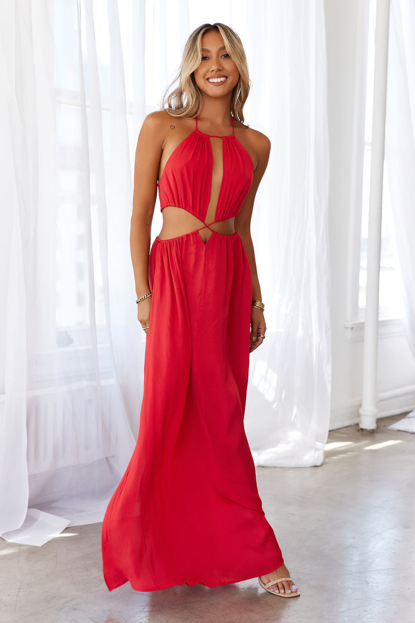 Keep It Flowing Maxi Dress Red