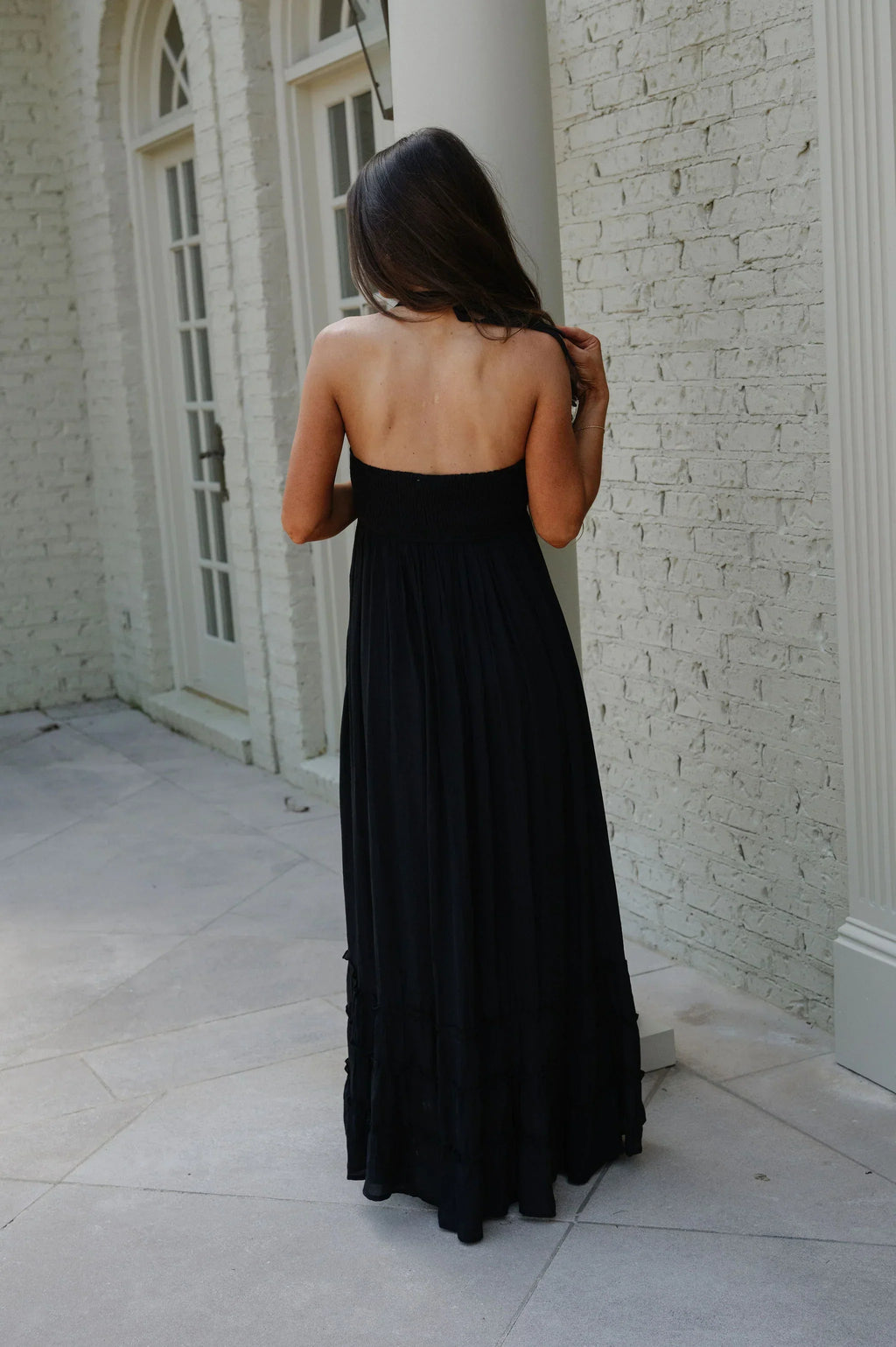 Greer Smocked Maxi Dress-Black