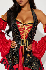 Sassy Pirate Overseas 5 Piece Costume Set - Black/Red