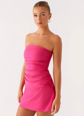 Terra Gathered Mini Dress - Fuchsia