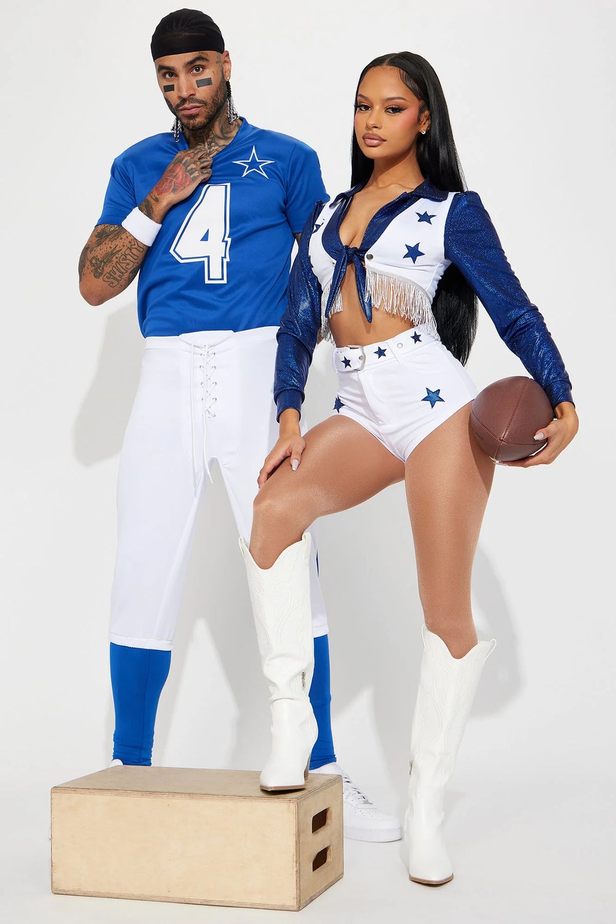 Cheer Stars 4 Piece Costume Set - Blue/combo