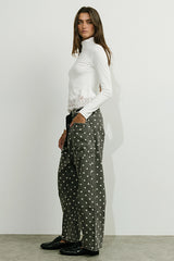 Priya Polka Dot Barrel Jeans in Grey