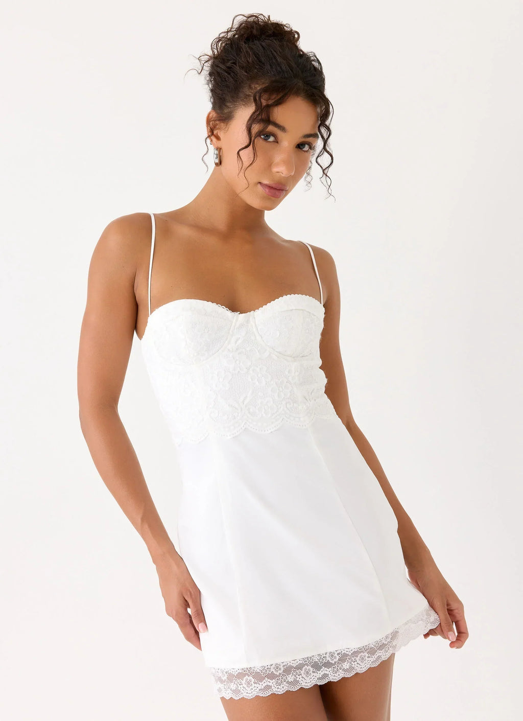 Aloura Lace Mini Dress White