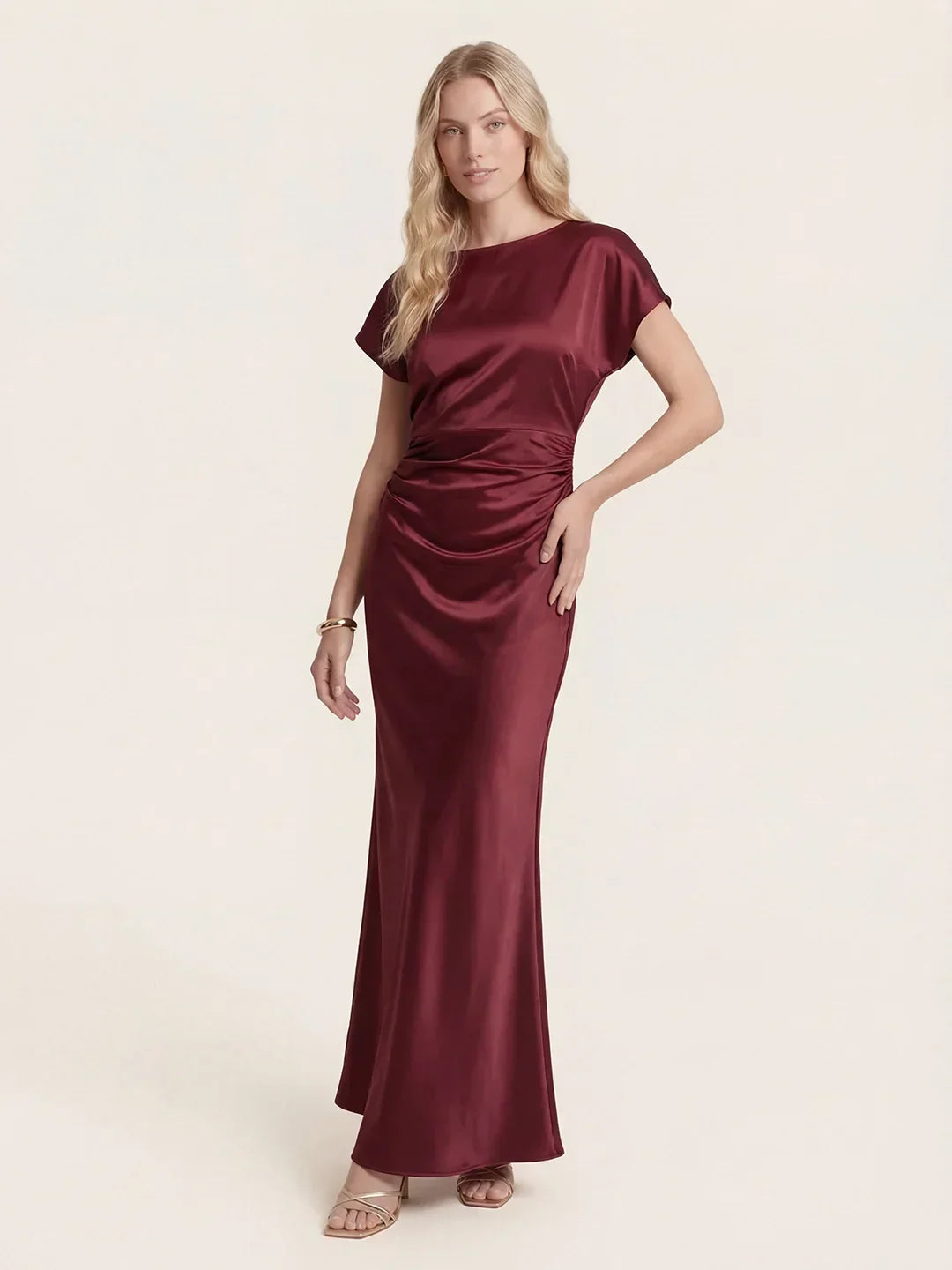 Captivating Presence Satin Cowl Back Maxi Dress