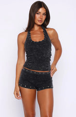 Desert Beats Halter Top Washed Black