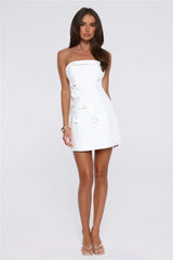Blushing Hour Strapless Mini Dress White
