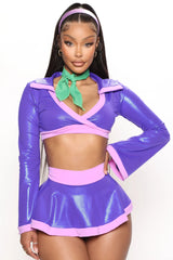 Mystery Hottie 4 Piece Costume Set - Purple/combo