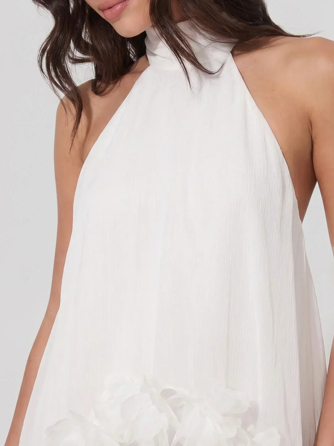 Halter Cape Gown With Finesse Floral Trim