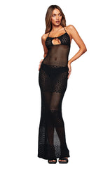 Marcy Crochet Maxi Dress - Black