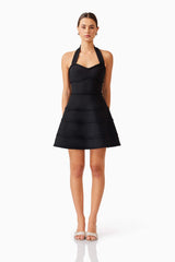 Katlyn Halter Mini Dress in Black
