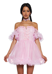 Winter Rose Mini Dress - Pink