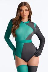 Emerald Heat 5 Piece Halloween Costume - Black/Green