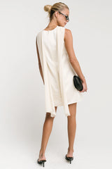 Lauren Satin Mini Dress in Cream