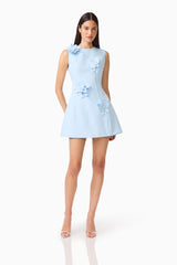 Reina Applique Mini Dress Dress Sky Blue