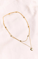 Gold Heart Double Chain Necklace (FREE over $110)