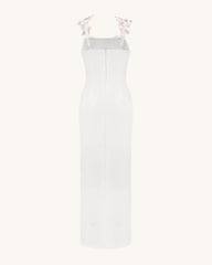 Flower Embroidered Dress - White/Pink