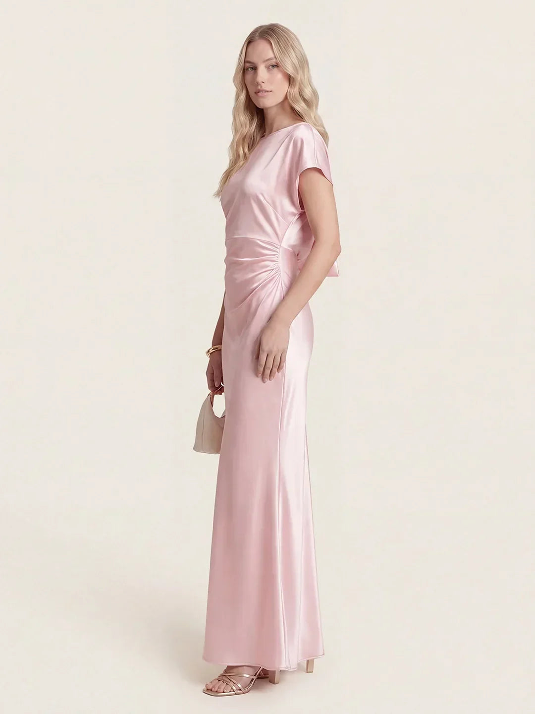 Captivating Presence Satin Cowl Back Maxi Dress