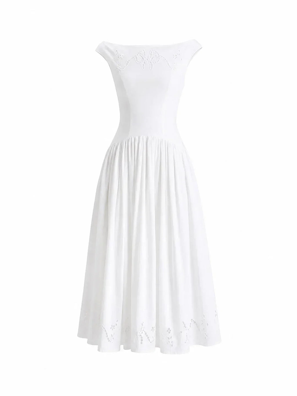 Exquisite Boat Neck Fil-Coupé Maxi Dress