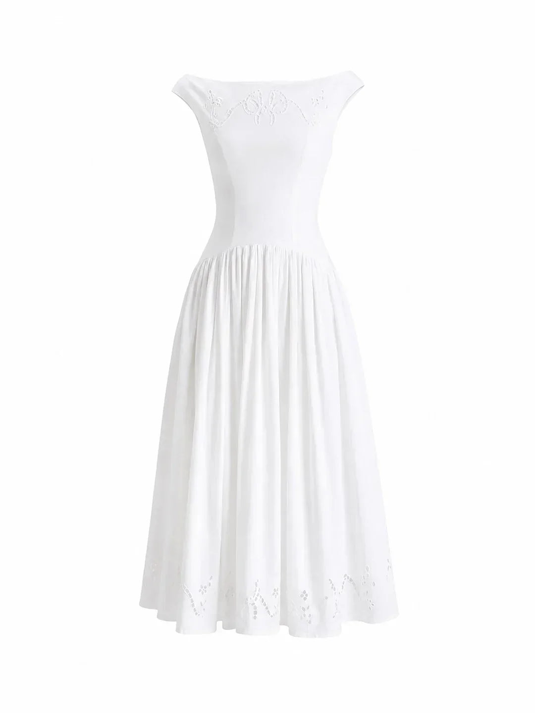 Exquisite Boat Neck Fil-Coupé Maxi Dress