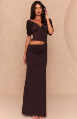 I'm Your Girl Off Shoulder Maxi Dress Chocolate