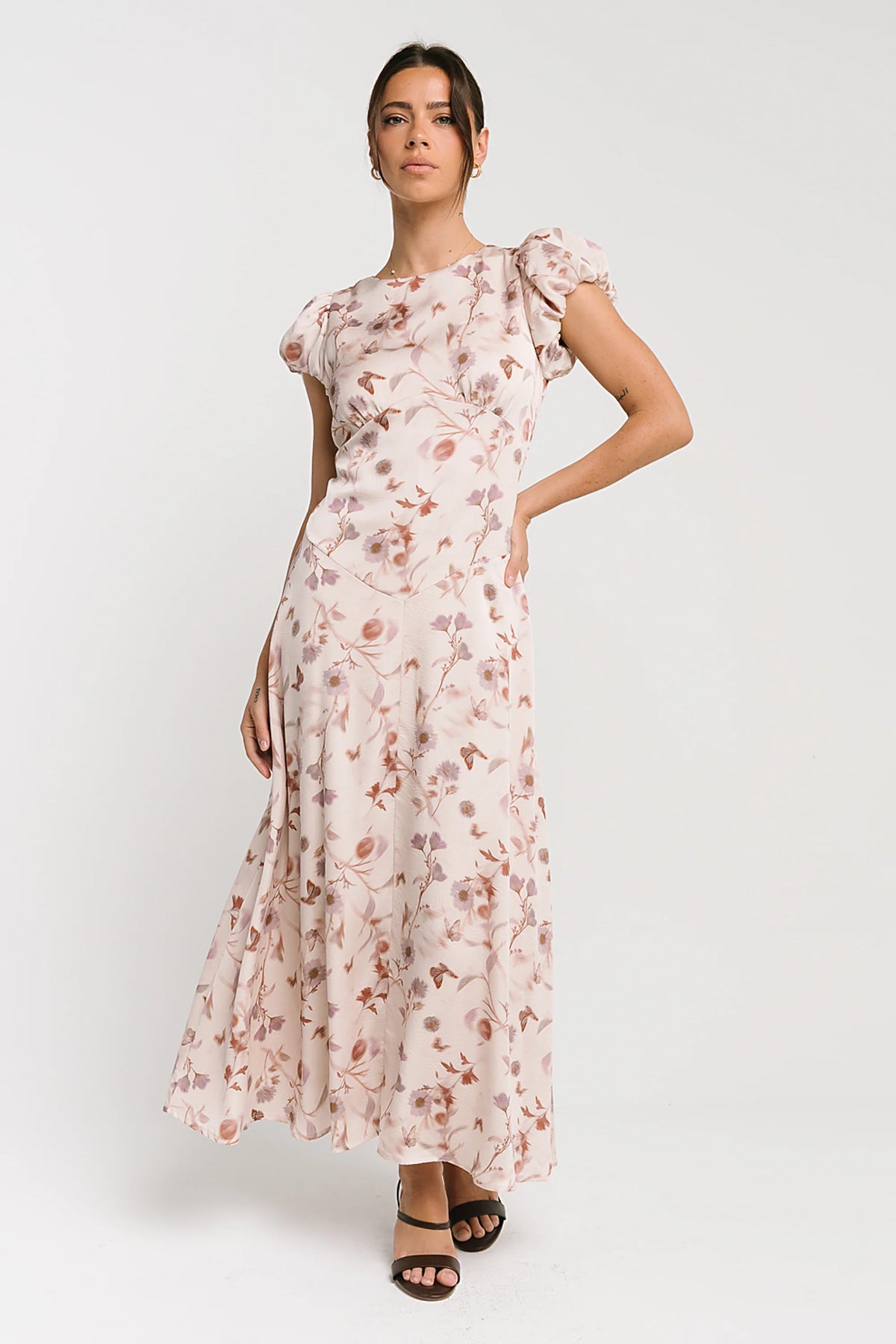 Savannah Floral Midi Dress in Pink
