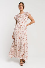 Savannah Floral Midi Dress in Pink