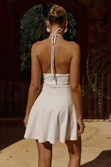ISMERIE HALTER MINI DRESS - WHITE