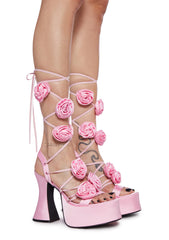 Rosey Pixie Queen Platform Heels - Pink