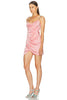 Cady Raso Embroidered Mini Dress In Geranium Pink Silver