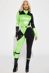 Green Flame Hottie 4 Piece Costume Set - Green/combo