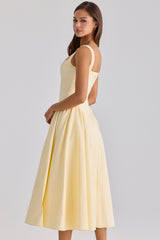 lemon cotton midi sundress