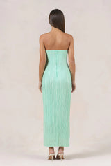 Island Solitude Plisse Strapless Maxi Dress Aqua