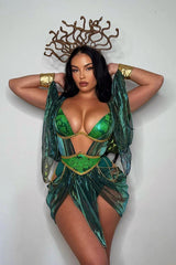 Serpent Queen 3 Piece Costume Set - Green/combo