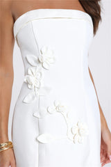 Blushing Hour Strapless Mini Dress White