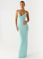 Amaya Knit Maxi Dress - Aqua