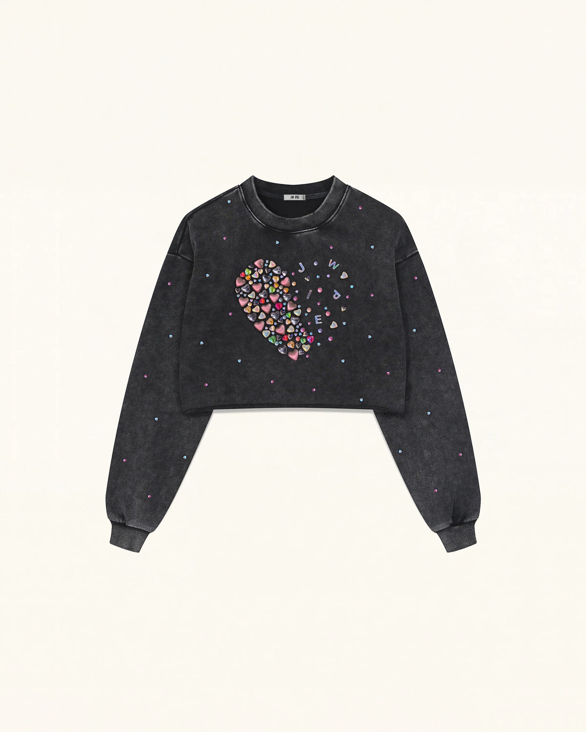 Candy Resin Heart  Sweatshirt - Black