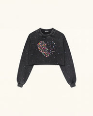 Candy Resin Heart  Sweatshirt - Black