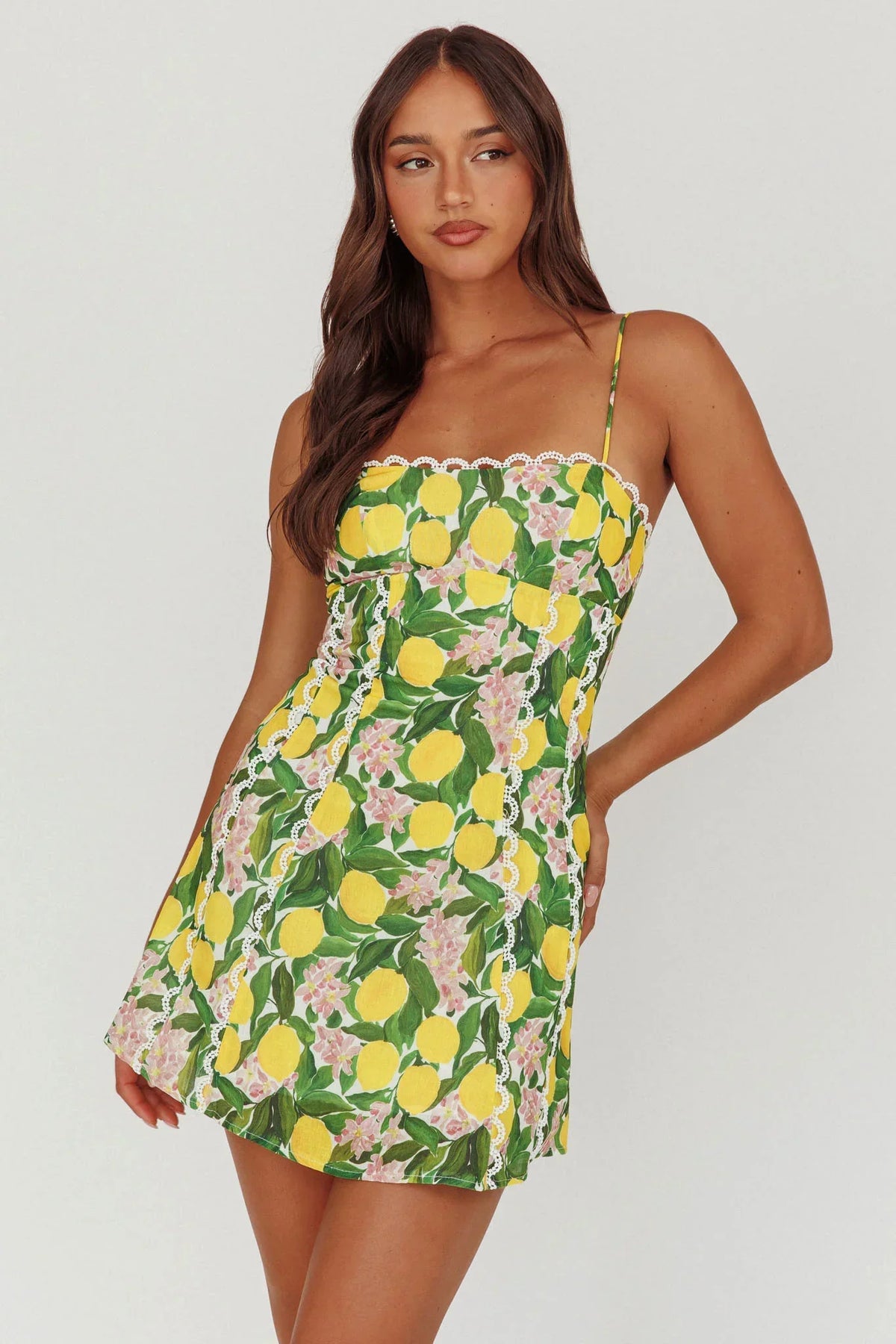 Chamberlain Scallop Trim Mini Dress Citrus Lemon