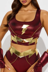 Super Babe Super Fast 6 Piece Costume Set - Red/combo