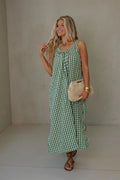 June Midi Dress-Green/White