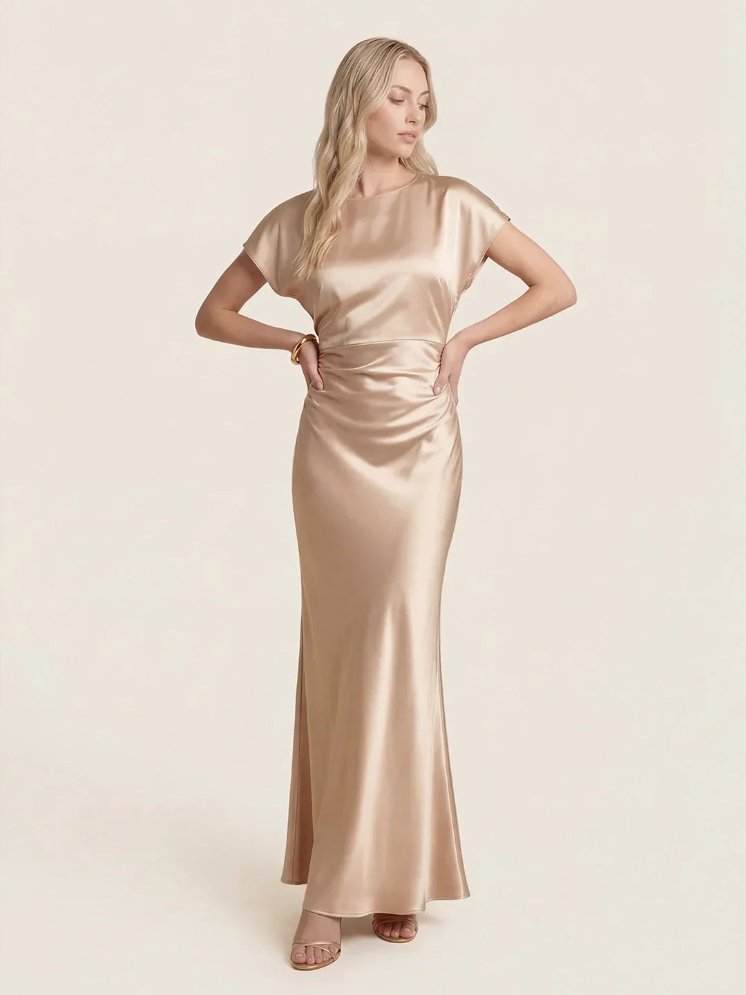 Captivating Presence Satin Cowl Back Maxi Dress