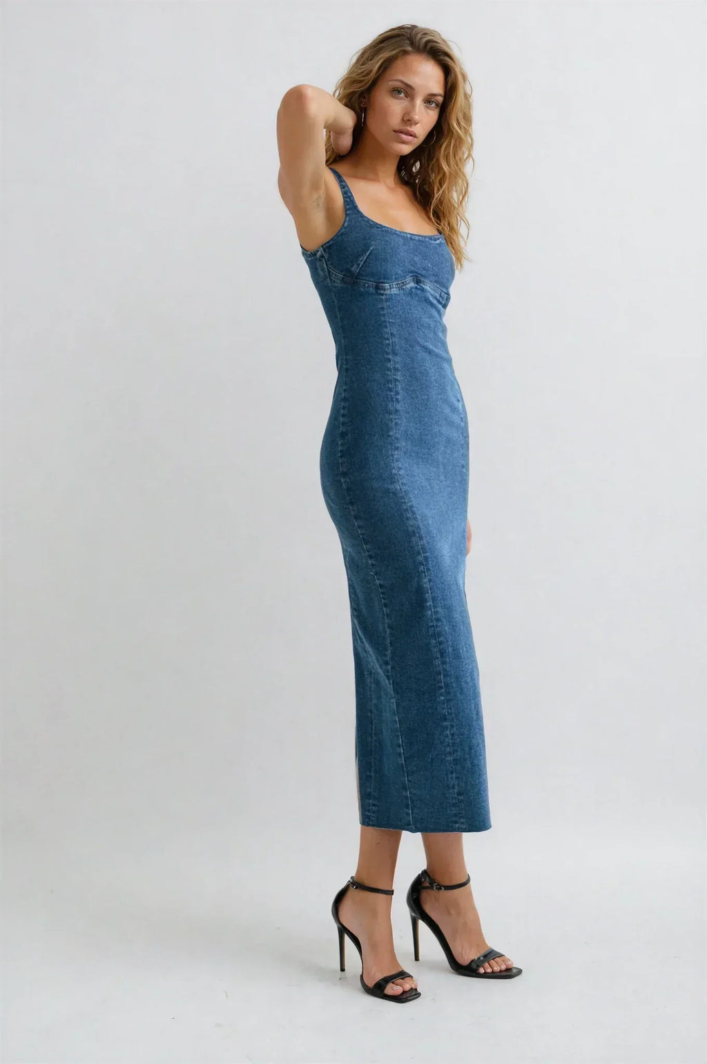 Blanche Seamed Denim Dress