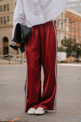 Lola Satin Track Pants in Red