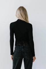 Kesley Lace Mock Neck Top in Black