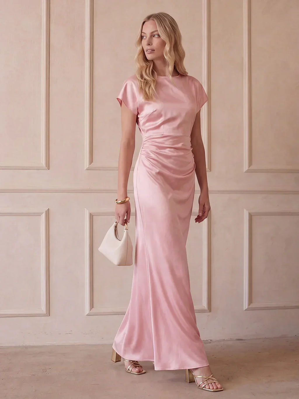 Captivating Presence Satin Cowl Back Maxi Dress