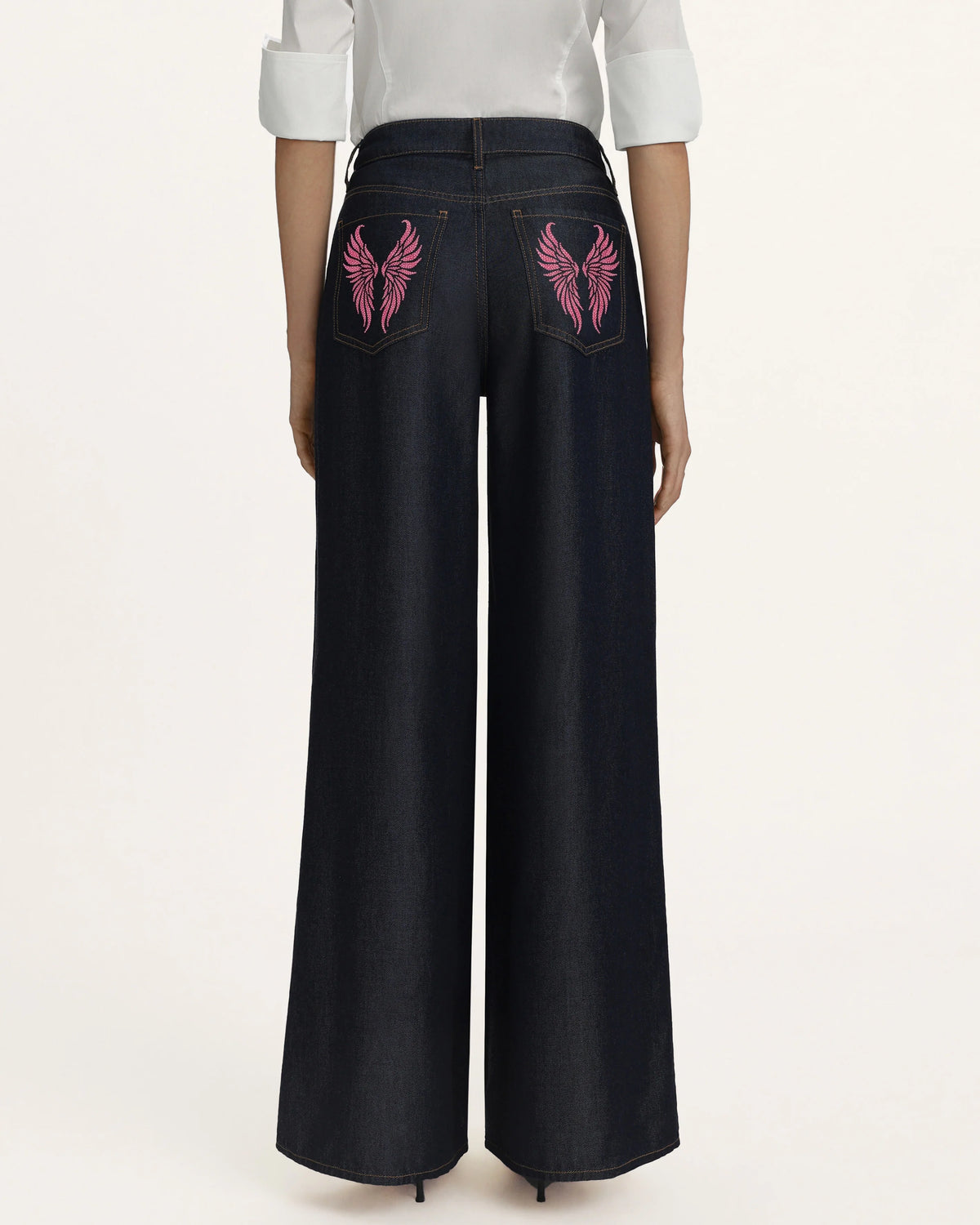 Seraphic Pink Crystal Back Wing  Jeans - Deep Thoughts Only